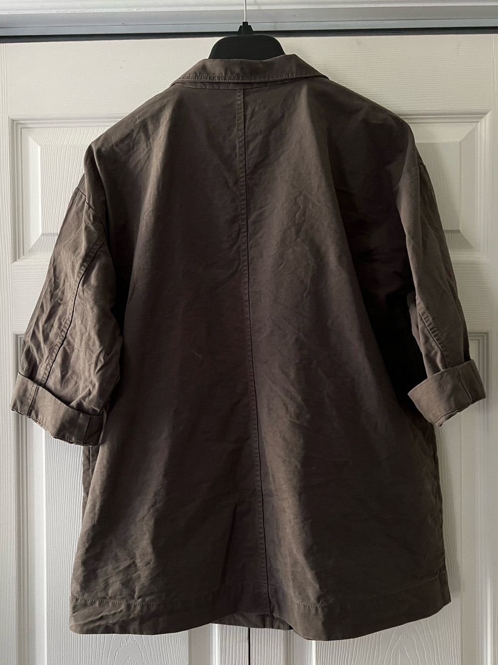 LIKE NEW! — Eileen Fisher Brown Utility Jacket - Relaxed 3/4” Sleeve Coat - Picture 3 of 7